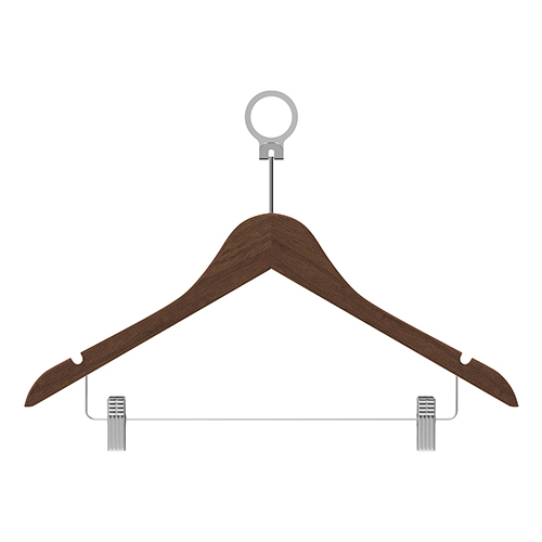 Dark Brown Anti-Theft Cloth Hanger With 2 Clips - Hangers Type: Garment