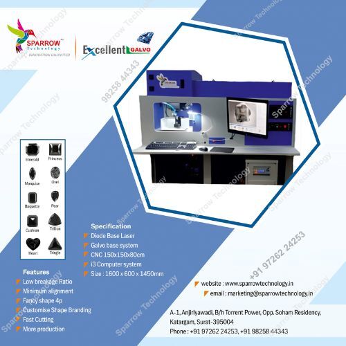 Galvo Fancy Shape Diamond Cutting Laser Machine - Dimension (L*w*h): 1600 X 600x 1450 Millimeter (Mm)