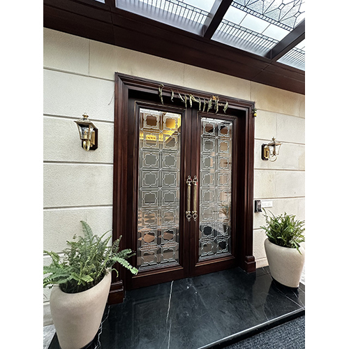 Main Entrance Stained Glass Door - Color: Brown