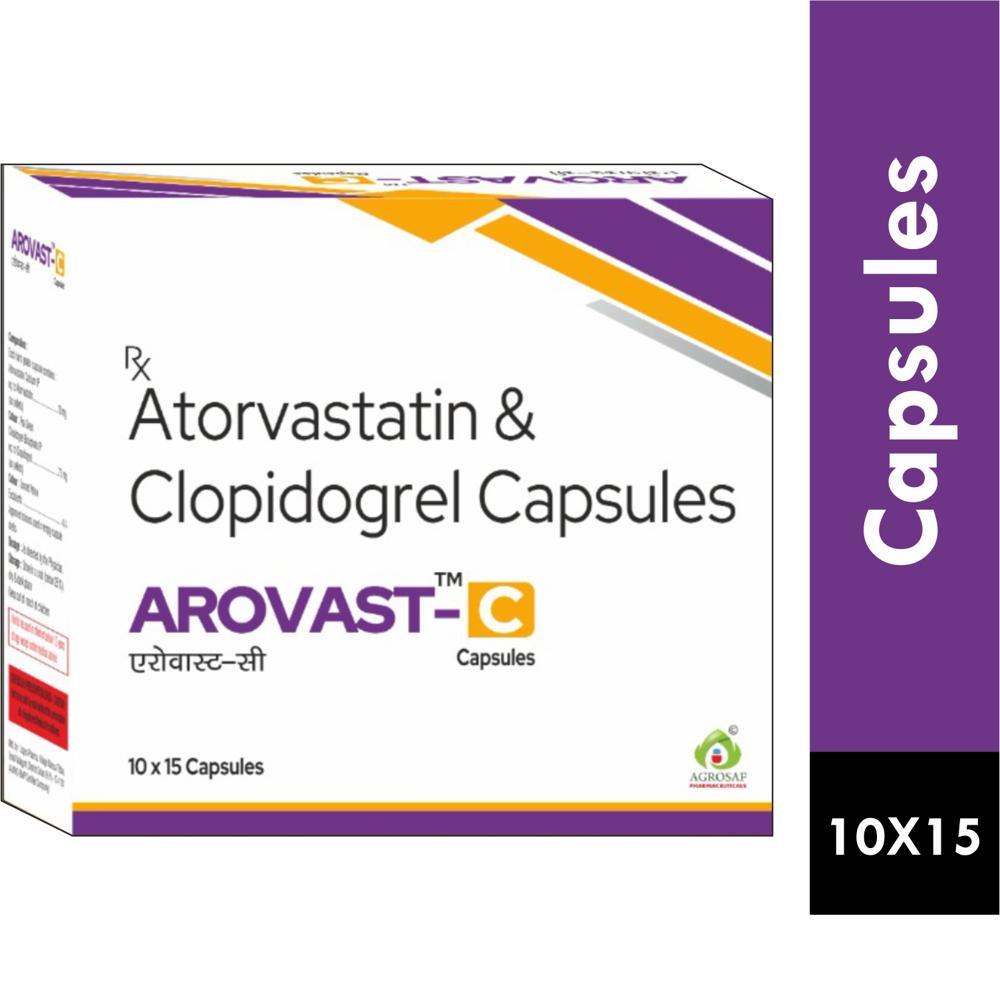 AROVAST C CAPSULE - Atorvastatin 10 mg + Clopidogrel 75 mg Capsule(DOBBLE COLOUR CAPSULE)