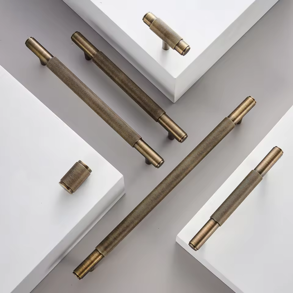Halcyon Knurled Cabinet Handle | Kitchen Cabinet Handle | Drawer Handle | Wardrobe Handle - Color: Matte Gold