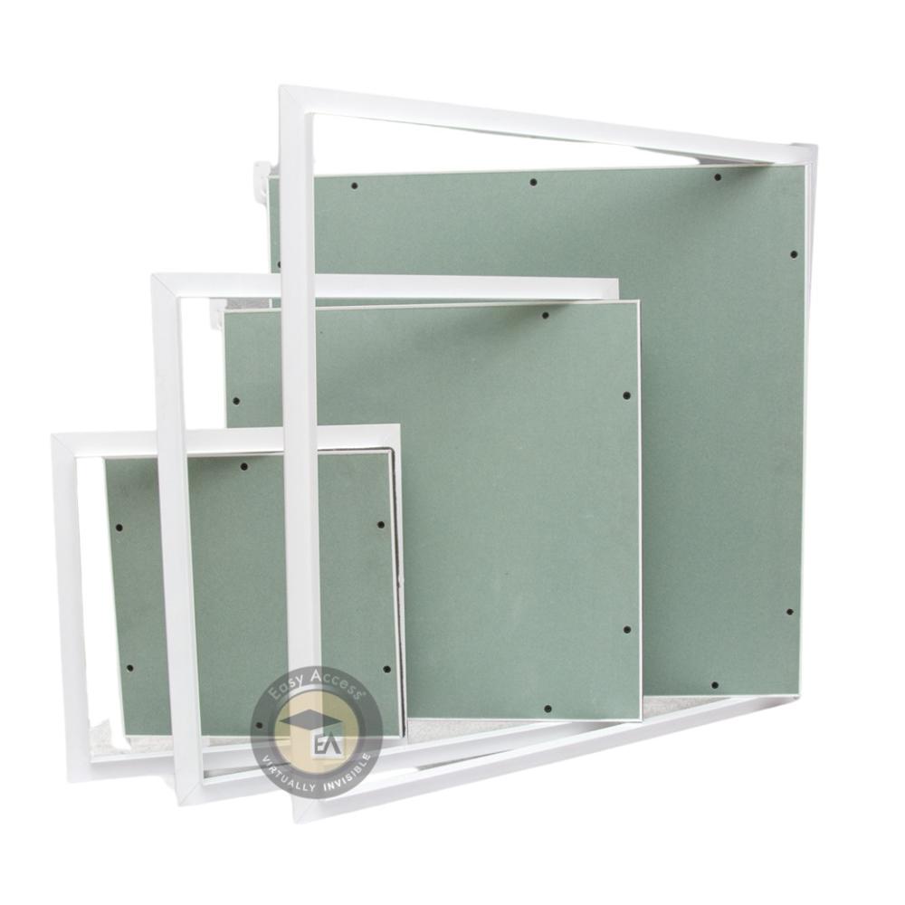 Aluminum Ceiling Hatch With Safety Features Gypsum Board Infill, Flush Mount Design Push Catch Mechanism & Safety Cable Non Fire Rated, Lightweight, Durable Panel For Easy Ceiling Access - Size: 300x300mm