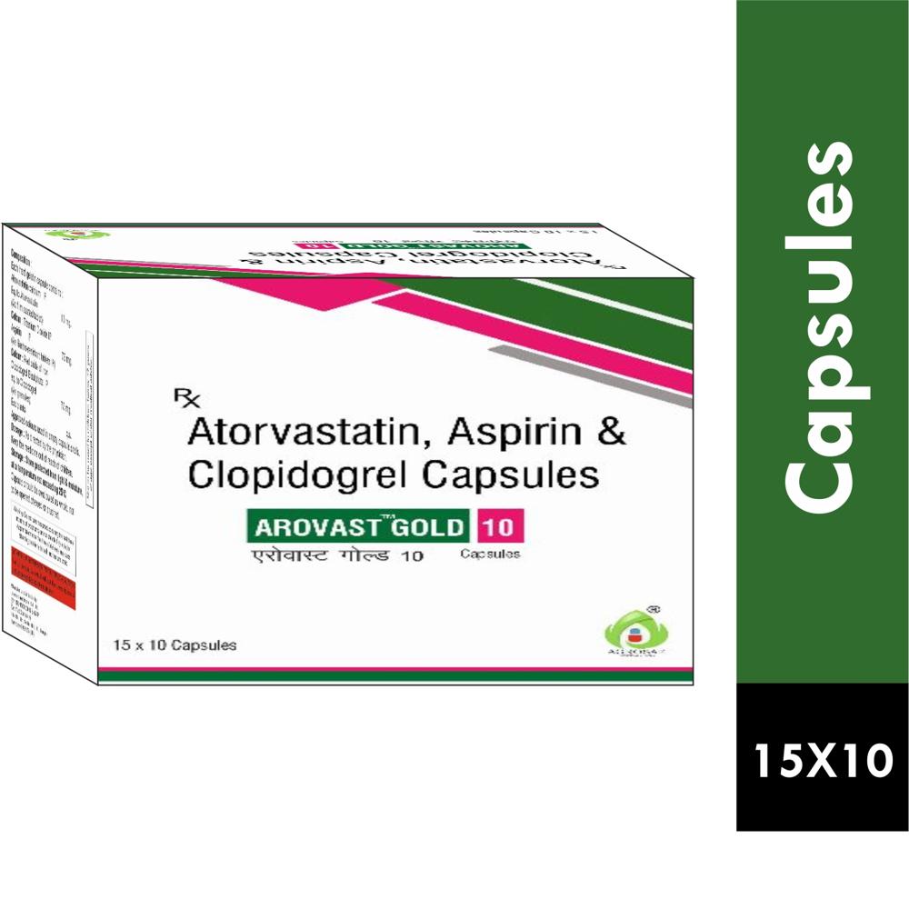 AROVAST GOLD 10 CAPSULE - ATORVASTATIN(10MG),ASPRIRIN(75MG) & CLOPIDOGREL(75MG) CAPSULE
