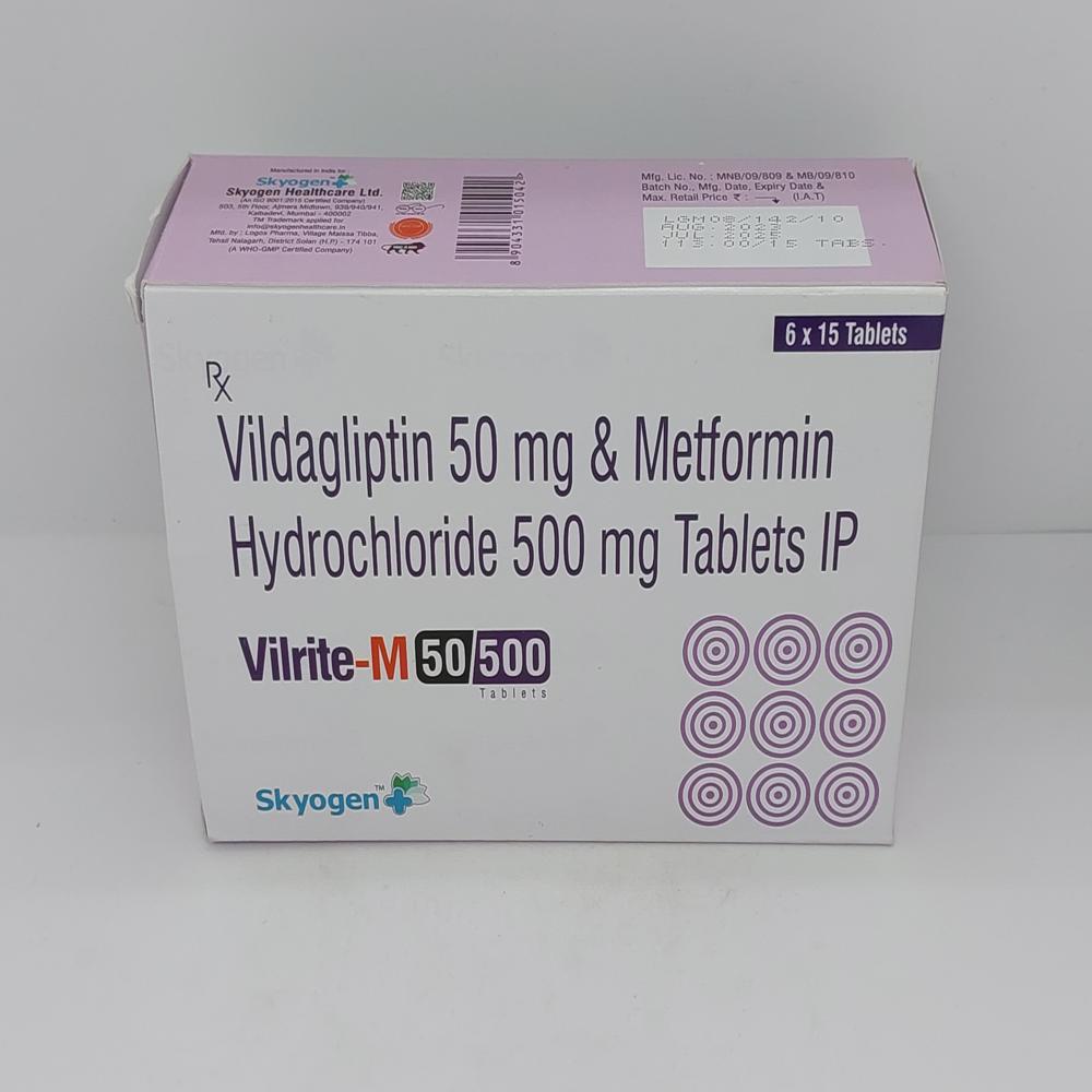 Vildagliptin 50Mg And Metformin HCL 500Mg Tablets