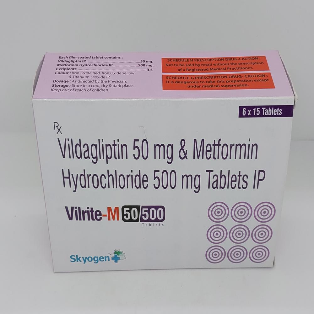 Vildagliptin 50Mg And Metformin HCL 500Mg Tablets