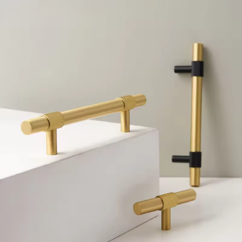 Canyon Knurled Cabinet Handle | Drawer Handle | Wardrobe Handle | Modern Dresser Handle | Cupboard Handle | Closet Handle | Bathroom Handle | Kitchen Handle | Checkered Handle - Color: Matte Gold