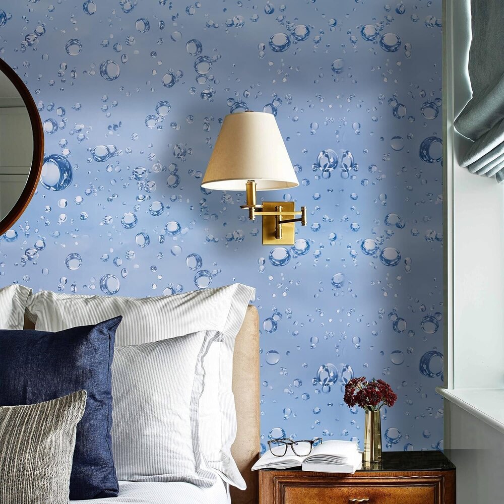 Waterdrop Design Pvc Self Adhesive Wallpaper - 45x500 Cm | Modern, Waterproof, Easy To Install, Self-adhesive For Quick Wall Decor Upgrade