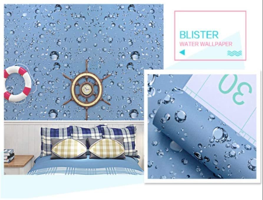 Waterdrop Design Pvc Self Adhesive Wallpaper - 45x500 Cm | Modern, Waterproof, Easy To Install, Self-adhesive For Quick Wall Decor Upgrade