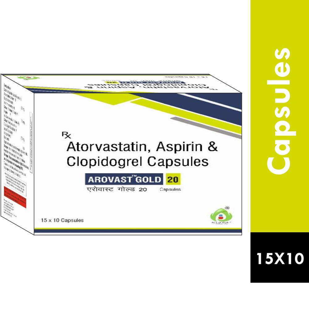 AROVAST GOLD 20 CAPSULE - ATORVASTATIN(20MG),ASPRIRIN(75MG) & CLOPIDOGREL(75MG) CAPSULE