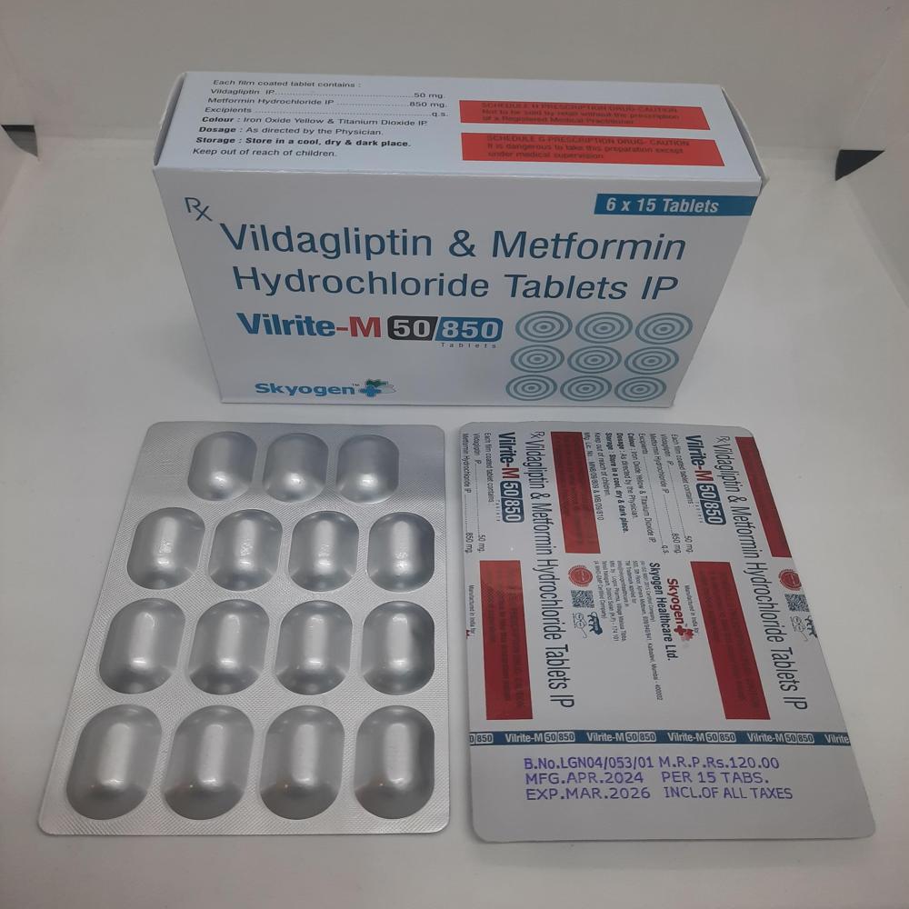 Vildagliptin 50Mg And Metformin HCL 850Mg Tablets