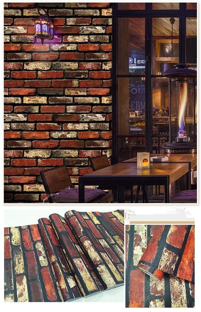 Rust Red Brick Self Adhesive Vinyl Wallpaper - Material: Pvc