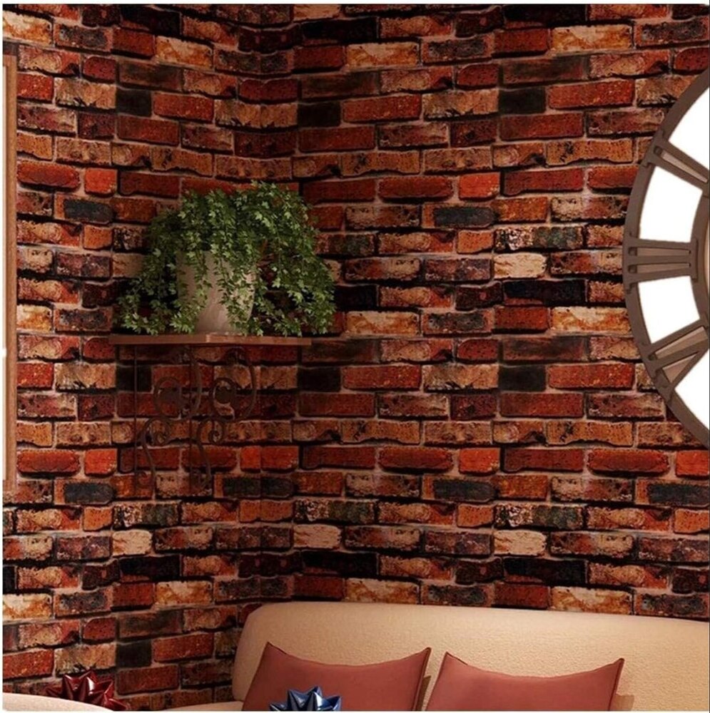 Rust Red Brick Self Adhesive Vinyl Wallpaper - Material: Pvc
