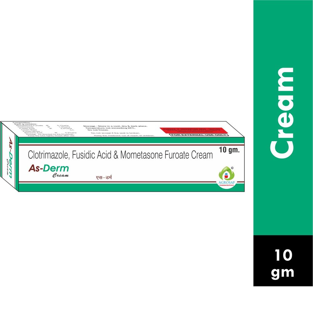 AS DERM  CREAM - Clotrimazole (1% Ww) + Fusidic Acid (2% Ww) + Mometasone (0.1% Ww)