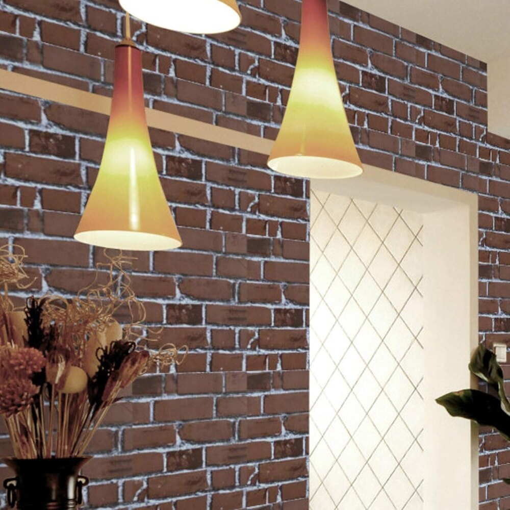PVC Brown Brick Peel Off Stickers WallPaper for Wall Decor Self-Adhesive