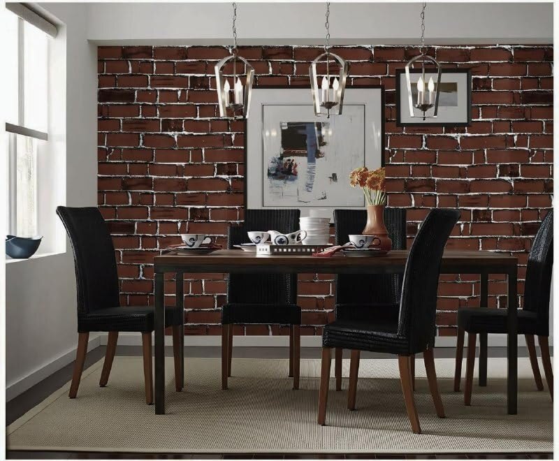 PVC Brown Brick Peel Off Stickers WallPaper for Wall Decor Self-Adhesive
