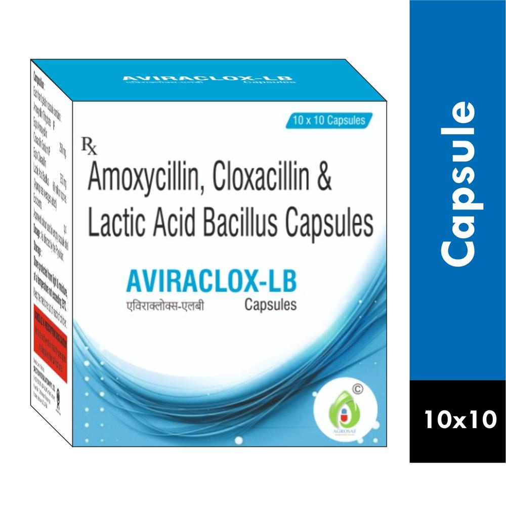 AVIRACLOX LB CAPSULE - Amoxycillin (250mg) + Cloxacillin (250mg) + Lactobacillus (90million Spores)