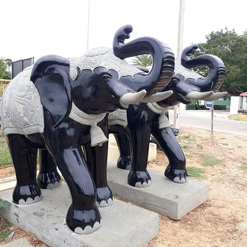 black Stone Elephant Statue