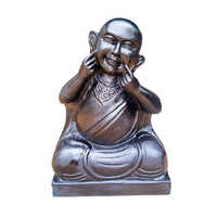Black Stone Laughing Buddha Statue - Color: Various Available