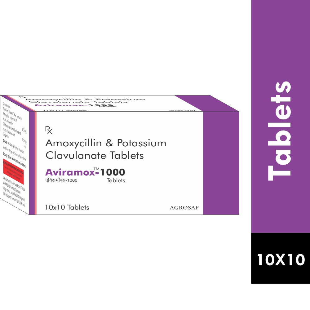AVIRAMOX 1000 TABLET - AMOXYCILLIN(875MG) & POTASSIUM CLAVULANATE(125MG)
