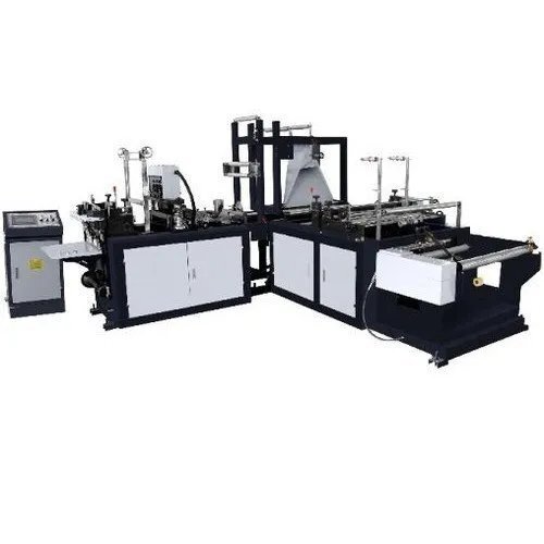 Standard Size Fully Automatic Non Woven Bag Making Machine - 800mm Bag Width, 600mm Bag Length, 12kw Power, 320v Voltage, 120 Pieces/minute, Electric Drive, 2000kg Weight, White & Black Color, Warranty Included
