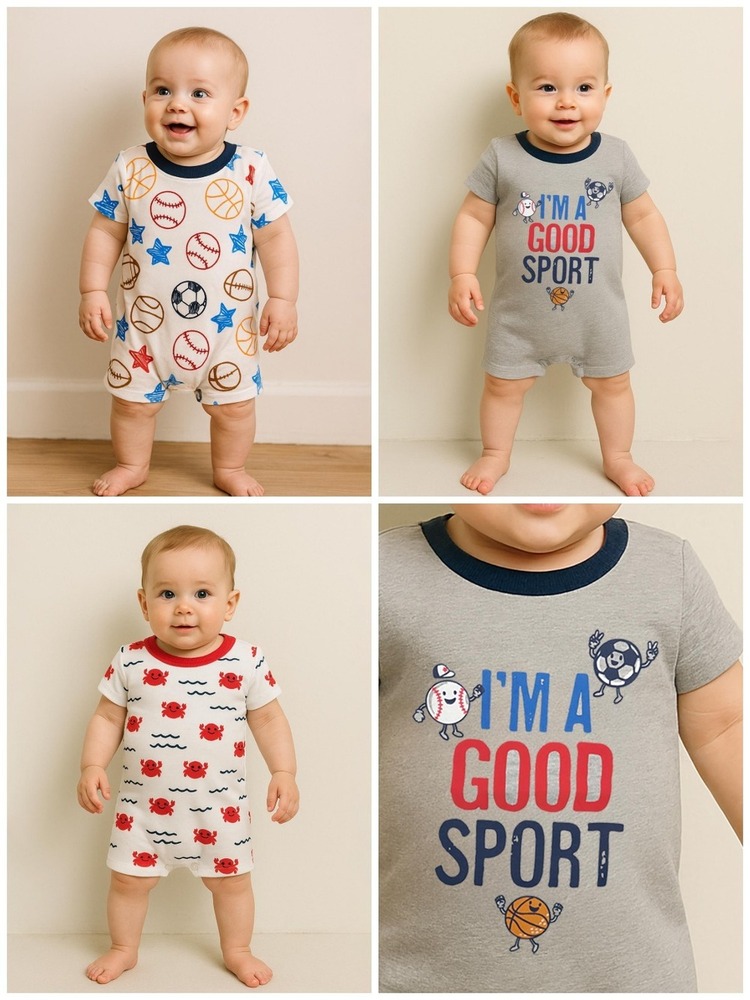 Baby Boy Printed Playsuits Mixed
