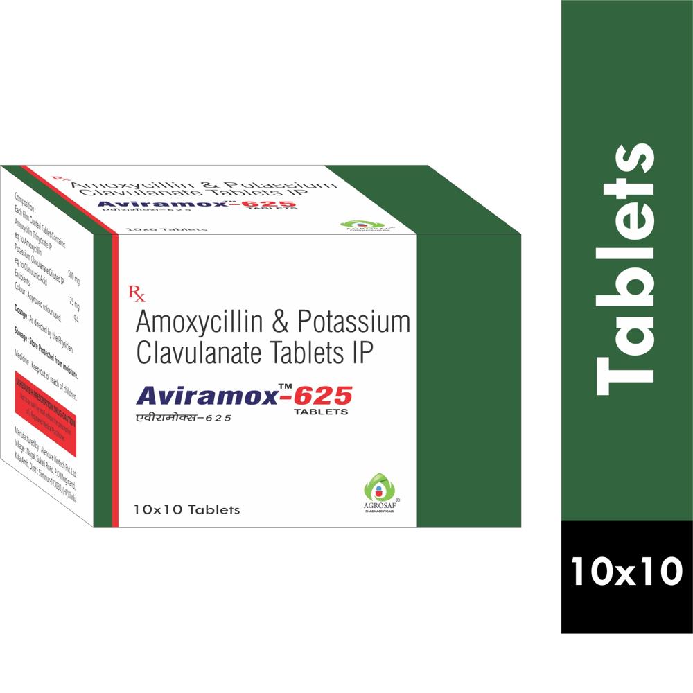 AVIRAMOX 625 TABLET 10X10 - Amoxycillin (500mg) + Clavulanic Acid (125mg)