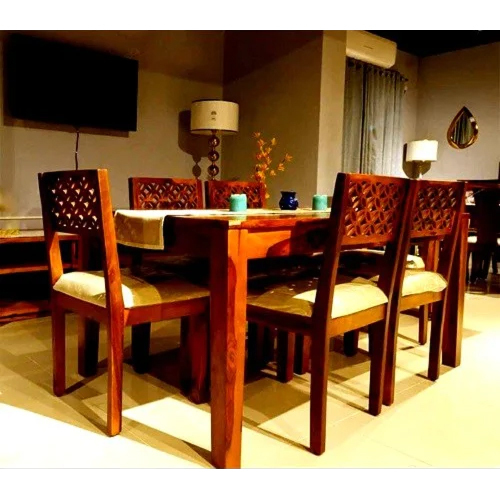 Wooden Dinning Table And Chairs - Color: Brown