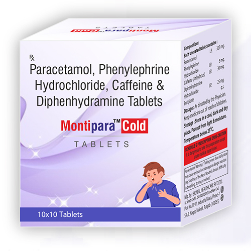 Paracetamol Phenylephrine Hydrochloride Caffeine And Diphenhydramine Tablets - Drug Type: General Medicines