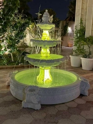 Antique White Marble Fountain - Lighting: Led Lamp