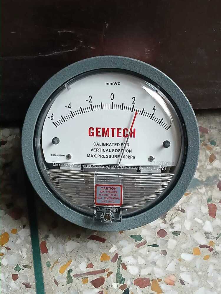 GEMTECH Differential Pressure Gauge Range 6-0-6 MM
