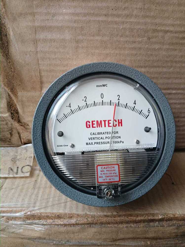 GEMTECH Differential Pressure Gauge Range 6-0-6 MM