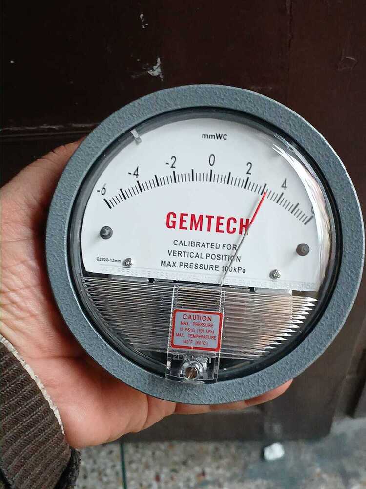 GEMTECH Differential Pressure Gauge Range 6-0-6 MM