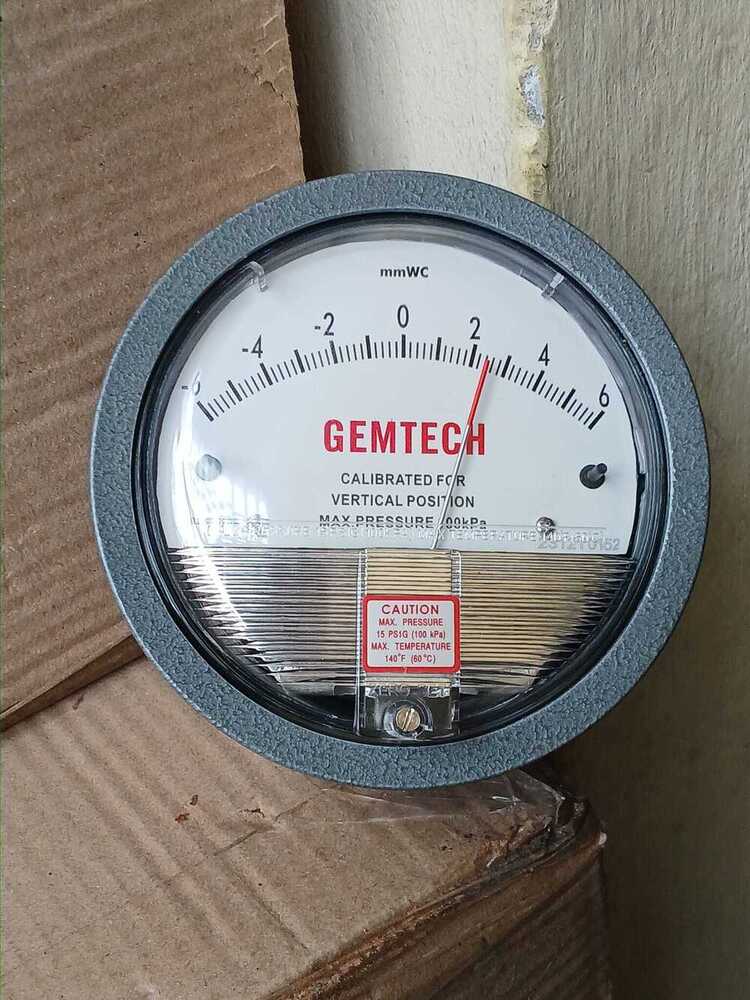 GEMTECH Differential Pressure Gauge Range 6-0-6 MM