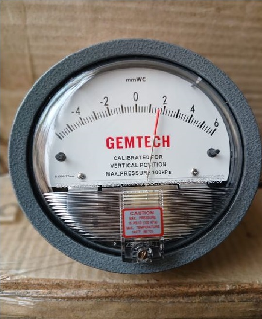 GEMTECH Differential Pressure Gauge Range 6-0-6 MM