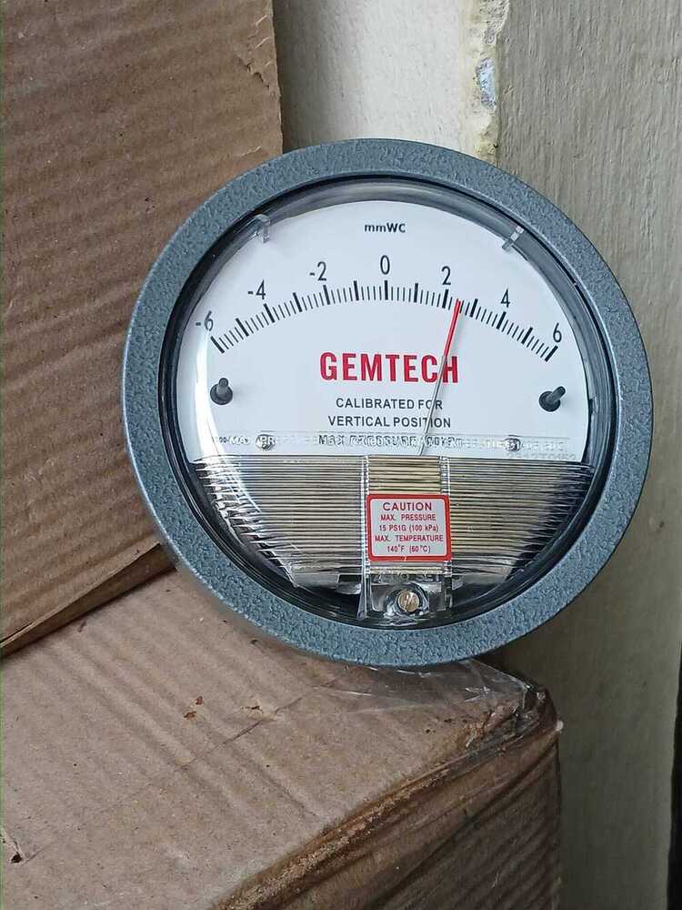 GEMTECH Differential Pressure Gauge Range 6-0-6 MM