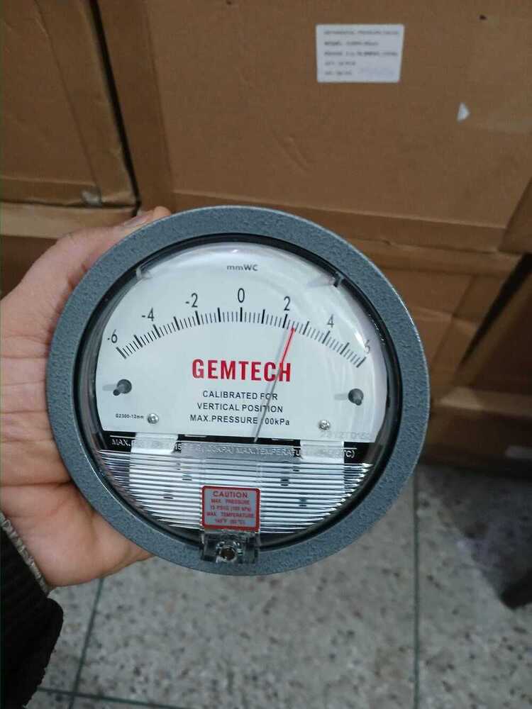 Model G2300-12mm Gemtech Differential Pressure Gauge Range 6-0-6 Mm W.c