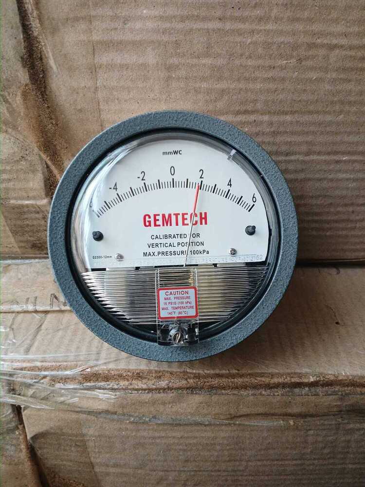 Model G2300-12mm Gemtech Differential Pressure Gauge Range 6-0-6 Mm W.c