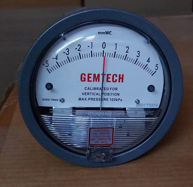 Gemtech Instruments Differential Pressure Gauge Range 1.25-0-1.25 Kpa - Accuracy: 2% (-Ha Model 1) Of Fs (3% (-Ha 1.5%) On -0
