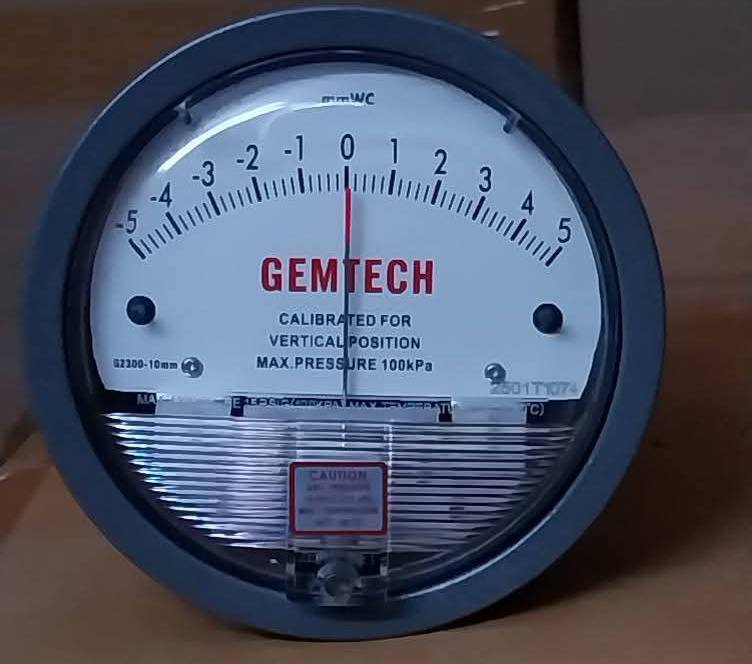 GEMTECH Instruments Differential Pressure Gauge Range 1.25-0-1.25 KPA