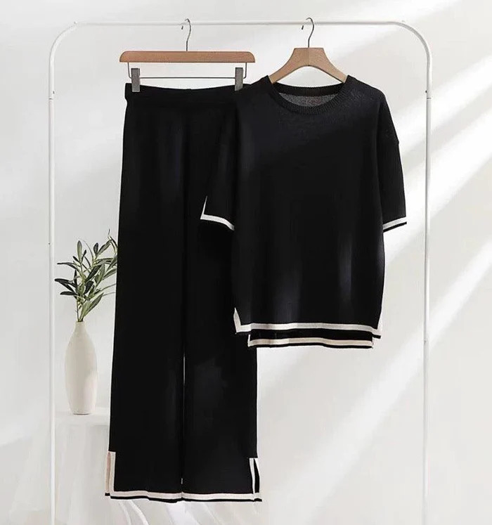 Designer Cord Set - Neck Style: Round Neck