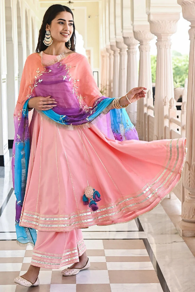 Embroidered Chanderi Suit set with Dupatta