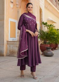 Embroidered Chanderi Suit set with Dupatta
