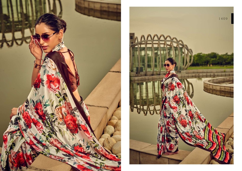 PURE SATIN CRAPE DIGITAL PRINTED SAREE