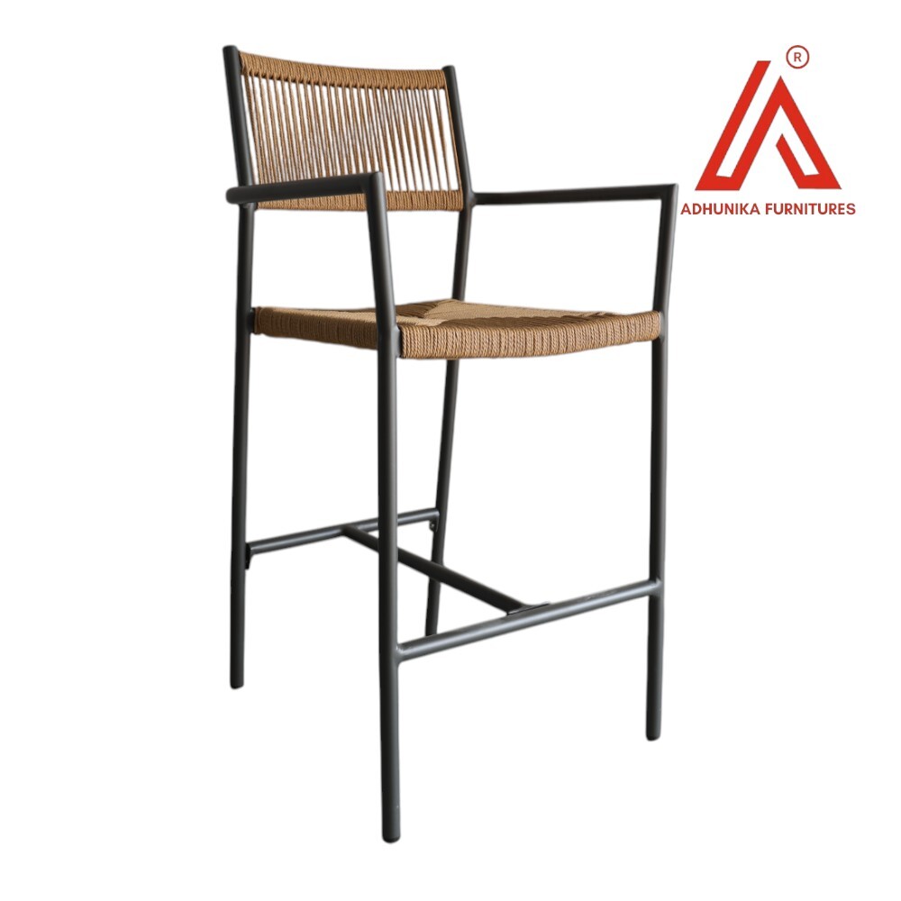 Adhunika Modern Rope Woven Bar Chair with Metal Frame