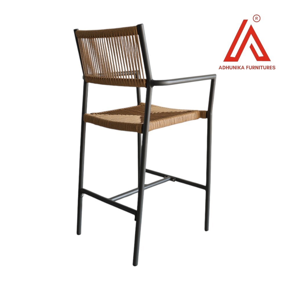 Adhunika Modern Rope Woven Bar Chair With Metal Frame