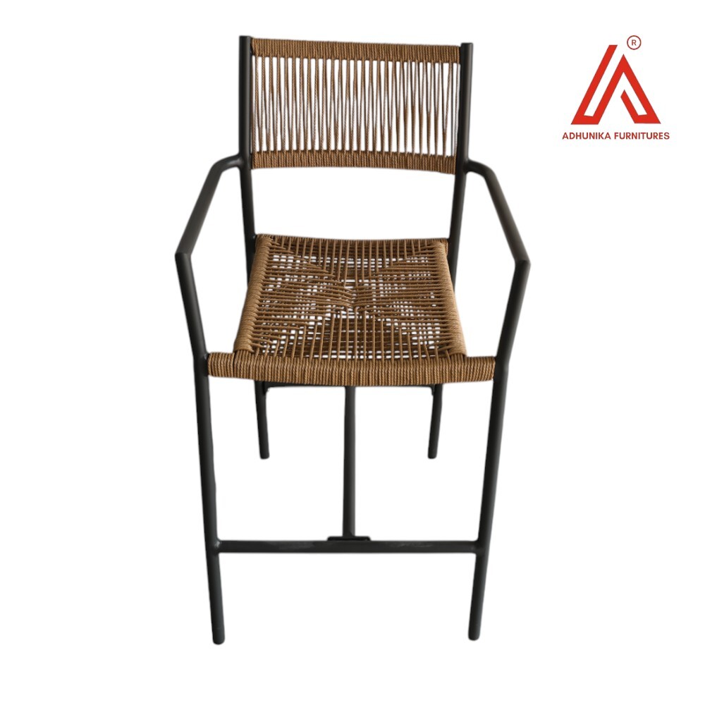 Adhunika Modern Rope Woven Bar Chair With Metal Frame