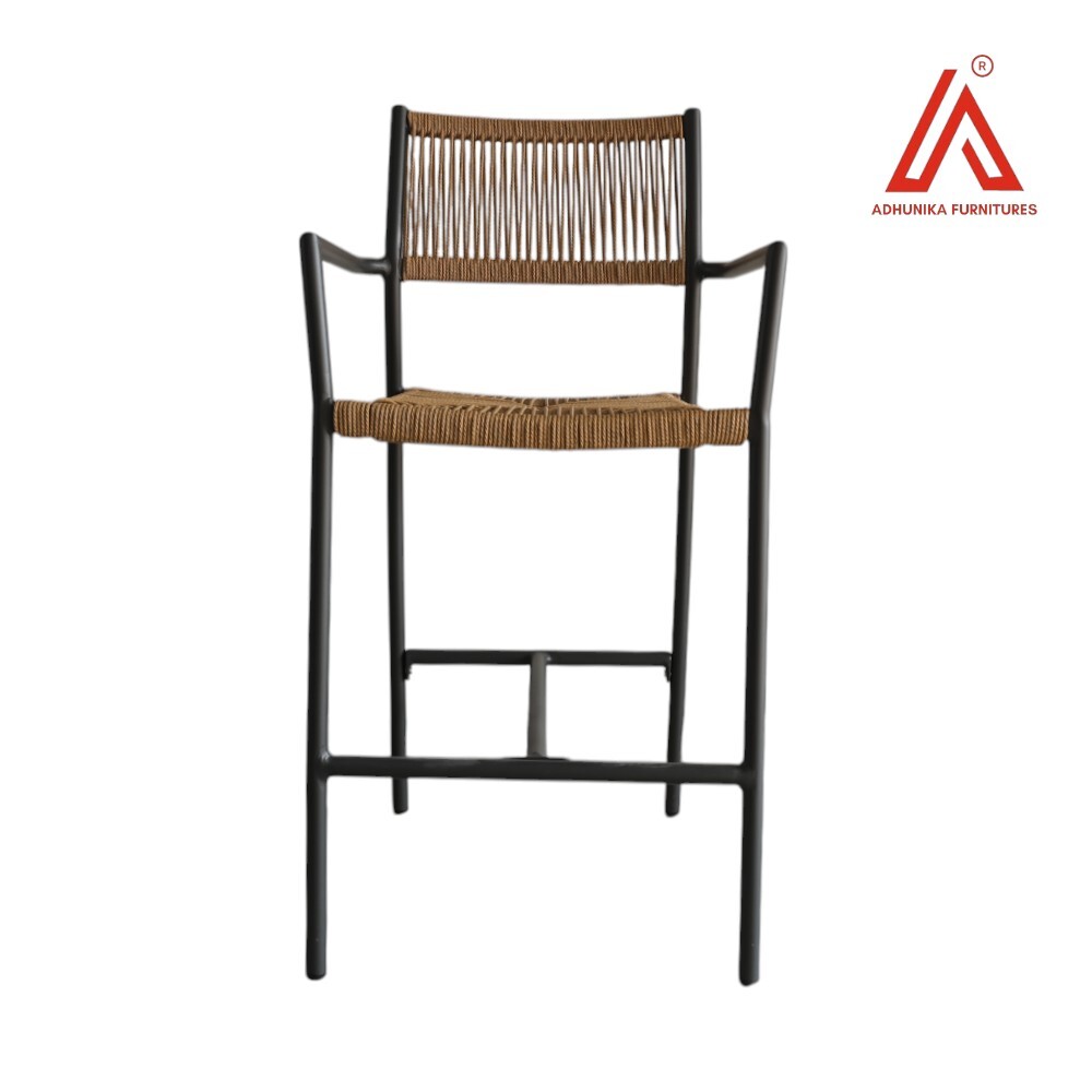 Adhunika Modern Rope Woven Bar Chair With Metal Frame