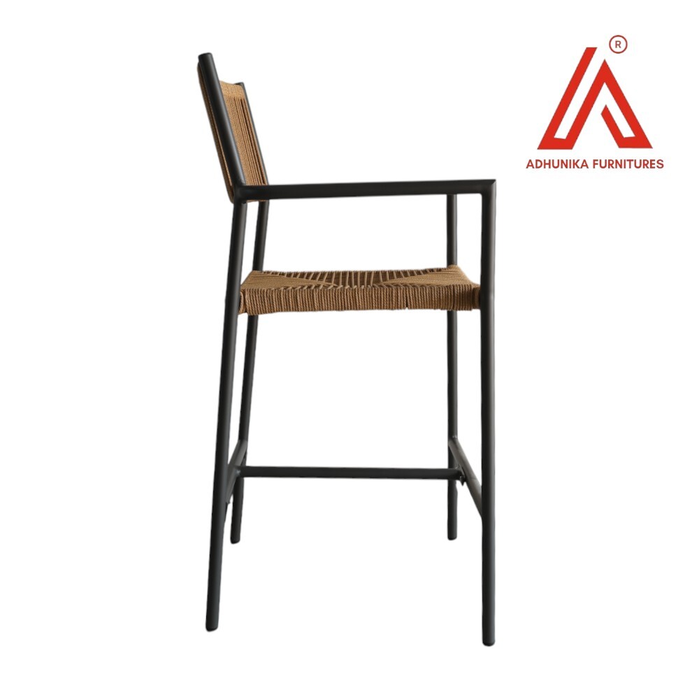 Adhunika Modern Rope Woven Bar Chair With Metal Frame