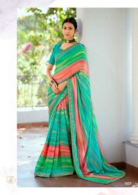 PURE GEORGETTE SELF WEAVING PATTERN DIGITAL PRINTED SAREE