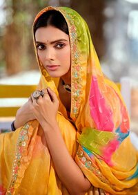 PURE GEORGETTE SELF WEAVING PATTERN DIGITAL PRINTED SAREE